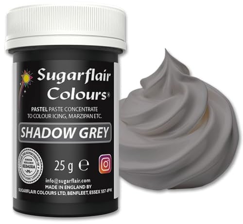 Sugarflair Food Colouring Paste Shadow Grey, Pastel Highly Concentrated Food Colouring for Buttercream, Sugar Paste, Royal Icing, Cake Decorations and More! Vibrant Colour Food Dye! - 25g