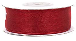 Organzaband 25mm x 25m Rolle - FARBAUSWAHL in 3/6/12/25/38mm - transparent, farbecht & waschbar - Schleifenband für Hochzeit - Geschenkband zum Verpacken Dekorieren Basteln - Bordeaux 270