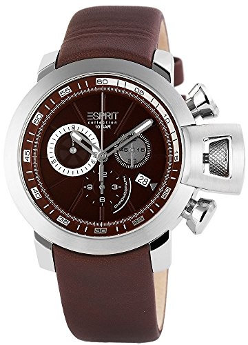 Esprit Chronograph Herrenuhr, Echtleder, Ø 45 mm Braun - EL101831F03