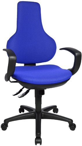 Topstar EPO20Q BC6 Bürostuhl Ergo Point SY inklusiv feste Armlehnen, Stoffbezug blau | Made in Germany | Ergonomisch | Drehstuhl, Schreibtischstuhl | höhenverstellbar | Geprüfte Sicherheit nach GS-Intertek
