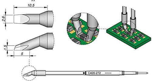 JBC Lötspitze Serie C420, C420272/2,6 mm, für Chip-Komponenten C420272 (Lötkartusche Lötpatrone Loetspitze Loetkartusche Loetpatrone Löt-/Entlötspitze)