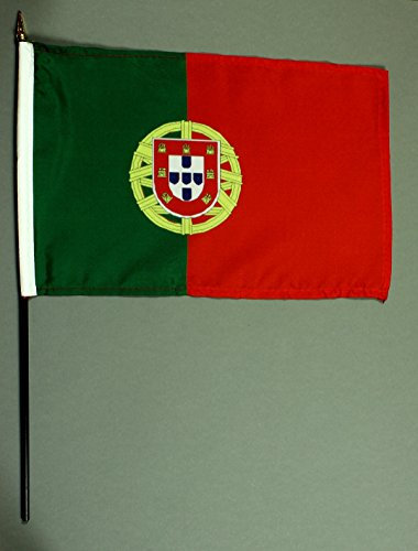 Buddel-Bini Handflagge Tischflagge Portugal 20x30 cm mit 42 cm Mast aus PVC-Rohr, ohne Ständerfuß, Stockflagge