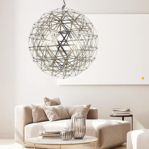 s.luce Atom Ø 70cm dimmbare LED-Pendelleuchte Metallkugel Pendellampe Hängelampe Hängeleuchte, Farbe:Chrom