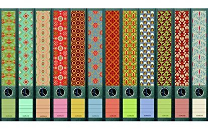 12er Set schmale Ordnerrücken Pattern Muster Ordner Ordneraufkleber Etiketten Aufkleber Deko