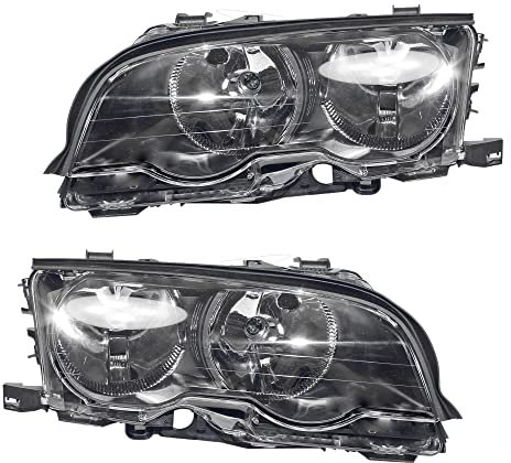 BESTPRICE 2x Hauptscheinwerfer vorne links + rechts glasklare Streuscheibe H7 FF - Frontscheinwerfer mit Stellmotor für Leuchtweiteregulierung, Kompatibel mit BMW 3 Cabriolet (E46), 3 Coupe (E46)