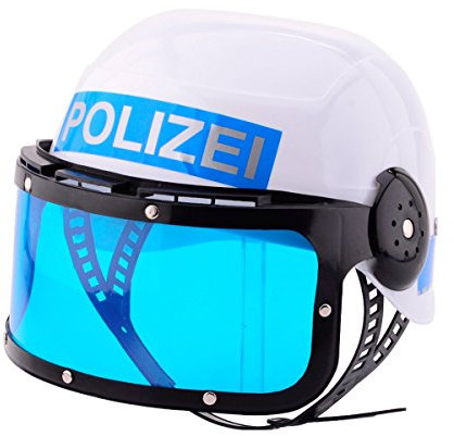 Johntoy Polizeihelm mit Visier, einheitsgröße, weiß/blau