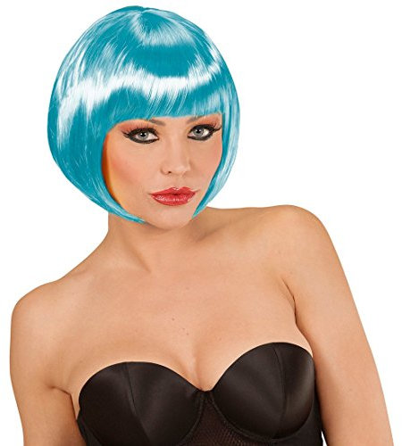 NET TOYS Kurzhaar Bob Perücke Pagenkopf hellblau Damenperücke mit Pony 20er Jahre Frisur Kurzhaarperücke Damen Faschingsperücke Karnevalsperücke