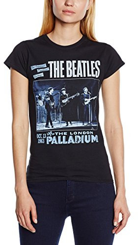 The Beatles Women's Palladium 1963 Short Sleeve T-Shirt, Black, Large