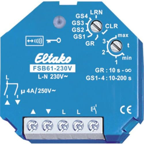 Eltako Funkaktor ohne N-Anschluss für Beschattungselemente und Rollladen 230V Potenzialfrei 4A, 1 Stück, FSB61-230V