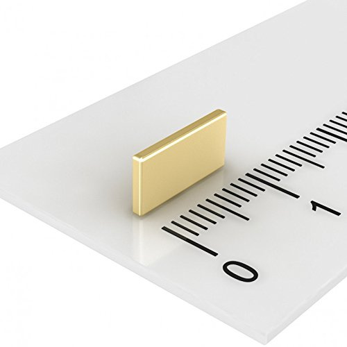 20 x Neodym Quadermagnet 10 x 5 x 1 mm, Grade N50, Gold, sehr starker und flacher Magnet
