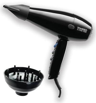 TONDEO Profi Haartrockner E-LINE 1500 | Föhn mit 3 Heizstufen, Sofort-Kalttaste und Drehgelenk für einfaches Handling und individuelle Styles