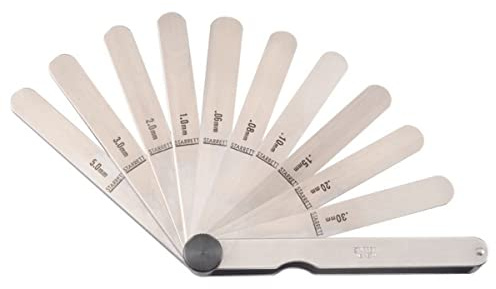 Starrett 467M Thickness Gage Set With Straight Leaves, 0.04-5.0mm, 13 Leaves