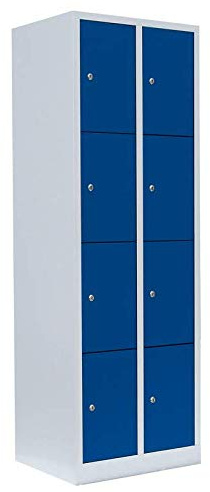 Lüllmann 8 Fächer Schließfachschrank Blau 180x60x50cm (HxBxT) | Komplett montiert, Wertfachschrank, Fächerschrank, Spind, Umkleideschrank, 520421
