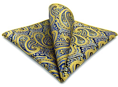 Shlax&Wing Mode Klassisch Herren Seide Einstecktuch Gelb Paisley