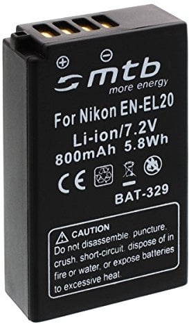 Batteria EN-EL20 Compatibile con Nikon 1 J1, 1 J2, 1 J3, 1 S1, Coolpix A