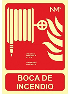 Normaluz Señal RD00108 Boca de Incendio 21x30 cm Clase B PVC 0,7mm Extinción Homologada, Rojo, 21x30cm