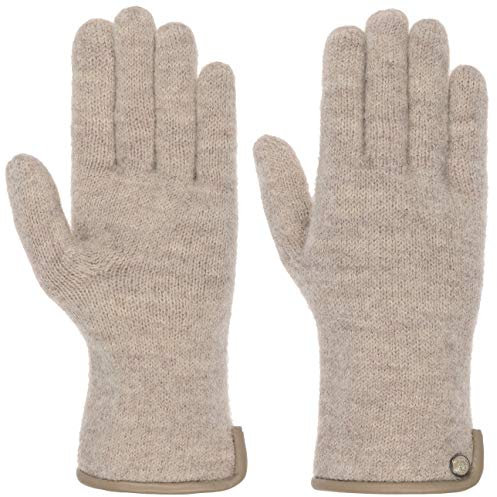 Roeckl Wollhandschuhe mit Lederpaspel Strickhandschuhe Wollhandschuhe (7 HS - beige)