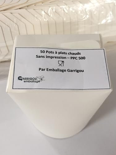 Lot de 50 boîtes pliantes en papier dur, fond rond, blanc neutre, boîte à pâtes, boîte à déjeuner, 450 ml