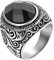 JewelryWe Schmuck Herren-Ring, Klassiker Retro Charm Schnitzerei, Edelstahl Glas, Schwarz Silber - Größe 57