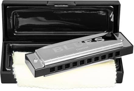 Cascha Blues Mundharmonika C-Dur Anfänger u. Fortgeschrittene, 10-Loch diatonische Harmonika hervorragender Klang, Mit hochwertigen Messing-Stimmzungen - praktischem Etui, Putztuch
