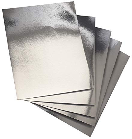Hygloss 25 Sheets Silver, 8.5 x 11-Inch Products-Tablero de Aluminio metálico pulgadas-Plata-25 Unidades para Artes y Manualidades, Actividades en el Aula y Artistas, Papel, Plateado
