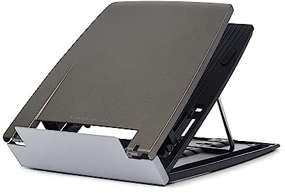 BakkerElkhuizen Ergo-Q 330, Mobiler Laptopständer mit Dokumentenhalter, klappbar, 6 Höhen, Grau/Silber