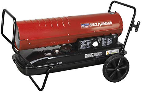 Sealey AB2158 Space Warmer Paraffin Kerosene & Diesel Heater with Wheels, 215Kbtu/Hr, Red