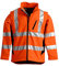 LeiKaTex Softshell-Warnschutzjacke für Herren und Damen (XL, Orange/Marine) winddicht, wasserabweisend, atmungsaktiv, abnehmbare Ärmel, Fleece Innenstoff EN 20471 Arbeitsjacke
