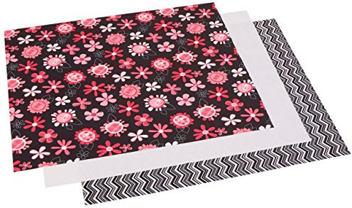 Dritz 21 x 24 babyville PUL Wasserdicht Windel Stoff Schnitte, schwarz, 3 Stück Chevron/Pink Floral