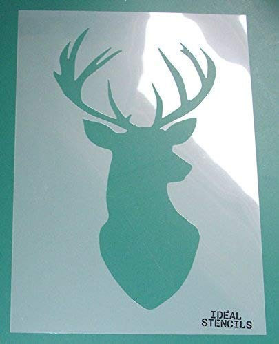 Hirschkopf-Silhouetten-Schablone, Dekoration, Kunsthandwerk, wiederverwendbare Malerei, ideale Schablonen (M / 20,3 x 36,8 cm)