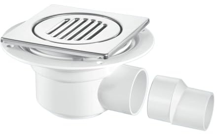 McAlpine TILED FLOOR Trapped Gully Horizontal Solvent Weld 2 Inch Outlet with Chrome Plated Stainless Steel Tile