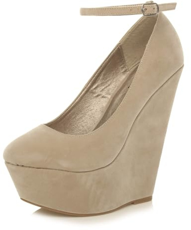 AJVANI high Heel Wedge Platform Full Toe Ankle Strap Shoes Size 6 39