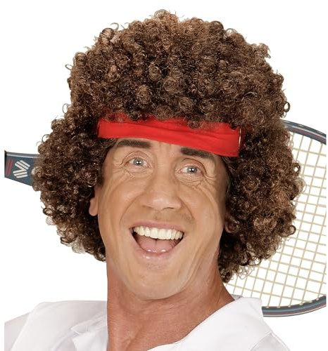 W WIDMANN MILANO Party Fashion - Perücke Tennisspieler | Perücke mit Haarband, Accessoires, Kostümzubehör Set für Karneval und Mottoparty