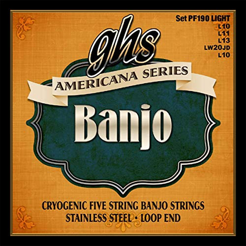 GHS™ Strings »AMERICANA SERIES - PF190-5-STRING BANJO« Corde per Banjo - Cryogenic Stainless Steel - Loop End - Light: 010-011-013-020-010