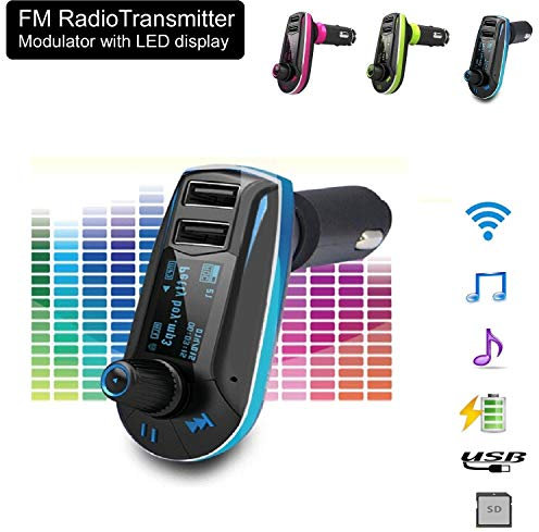 REALMAX® Car FM Radio universal Transmitter modulator with LED display dual USB ports 3.5 mm Aux port Music MP3 Player kit wireless audio for all car models android smartphones iPhones Ipads ipods