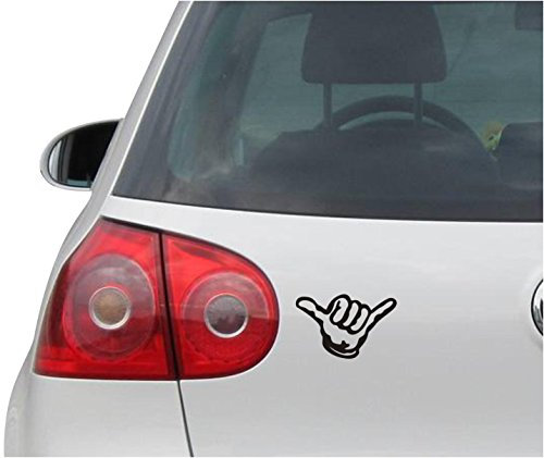 INDIGOS UG Aufkleber - Autoaufkleber - JDM - Die Cut - Hang Loose Decal Surfing Hawaii Beach Summer Sticker - schwarz -139mm x88mm
