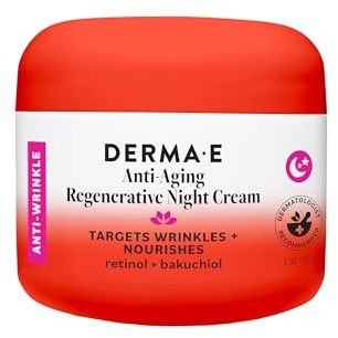 Derma E Anti-Aging Regenerative Night Cream – Firming Astaxanthin Moisturizer For Face – Lightweight Overnight Anti-Wrinkle Cream With Jojoba Oil And Vitamin E, 2 oz