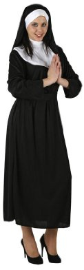ATOSA | Nonne Kostüm Frau Erwachsene | Weißer Schleier & schwarzes Kleid mit Kragen | Katholisches religiöses Kostüm für Kostümparty, Halloween und Karneval | Praktische Aufbewahrungshülle | M-L