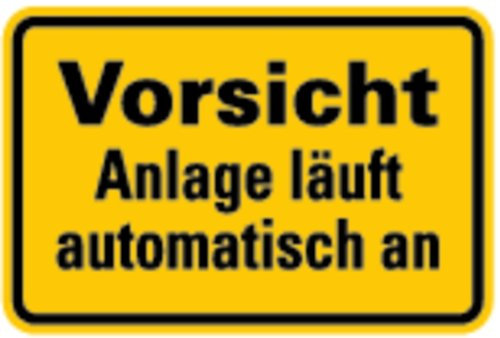 Aufkleber Vorsicht Anlage läuft automatisch an 100x150mm