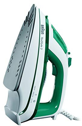 Braun TexStyle 3 Dampfbügeleisen TS 345 – Bügeleisen mit Keramik-Bügelsohle, Selbstreinigungs Funktion, Vertikaldampf, 2000 Watt, Dampfstoß 100 g/min, 300 ml Wassertank, grün