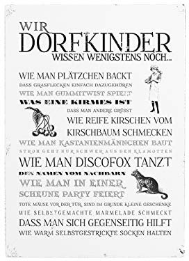 Interluxe Schild Shabby Vintage Wandtafel Holzschild Wir Dorfkinder Mädchen Dorfkind Nostalgie Geschenk für Freunde Familie Retro