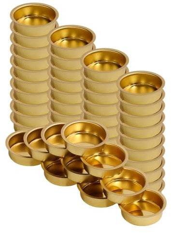 Teelichthalter Messing Ø 40mm / 18mm tief - Teelicht Tülle für Standard Teelichtkerzen. Ein echtes deutsches Qualitätsprodukt., Größe:50er Set