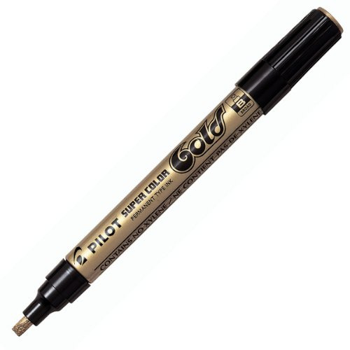 Pilot Super Colour Broad Marker Chisel 4.5 mm Tip - Gold, Box of 12