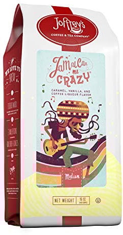 Joffrey's Coffee - Jamaican Me Crazy Flavored Coffee, Artisan Medium Roast, Arabica Coffee Beans, Caramel, Vanilla and Coffee Liqueur Flavour, Gluten Free, Kosher, No Sugar