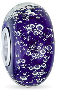 Bling Jewelry Cristal De Murano .925 Sterling Silver Core Océano Azul Spacer Charm Bead Encaja Pulsera Europea Para Mujeres Adolescente