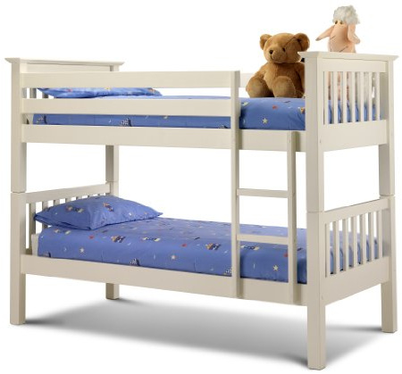 Julian Bowen Barcelona Bunk Bed, Single, White - H159 x W107 x D209cm | Modern Kids Bed with Ladder, 90cm/3ft, Ideal for Kids & Guest Rooms, Wooden Bunkbed, No Box Spring Needed
