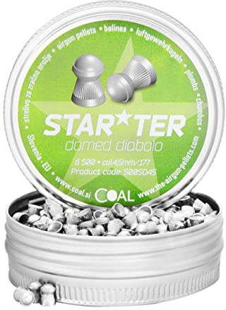 Coal Starter Domed Rundkopf-Diabolos 4,5 mm (.177) – 500 Stück Luftgewehrkugeln aus Blei, geriffelter Schaft, für 7,5–16 Joule, Training & Freizeitschießen