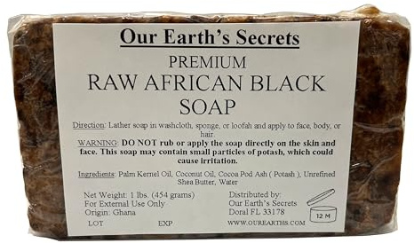 Our Earth's Secrets Raw African Black Soap, 1 lb.