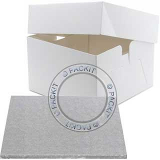 14 Inch Square Cake Drum Board & Box Wedding Birthdays