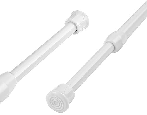 Aluminium Extendable Curtain Rod Tension Pole Easy Fitting For Net Curtains Shower Curtains or Voile, Length 55-90cm, Diameter 1.3cm White